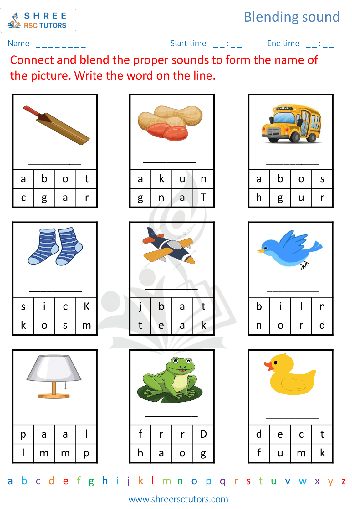 Kindergarten English Blending-sound worksheet